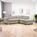 Γωνιακός καναπές-κρεβάτι αριστερή γωνία Nuvora pakoworld με αποθηκευτικό χώρο μπεζ ύφασμα 244x225x79εκ - Image 2