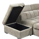 Γωνιακός καναπές-κρεβάτι αριστερή γωνία Nuvora pakoworld με αποθηκευτικό χώρο μπεζ ύφασμα 244x225x79εκ - Image 7