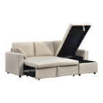 Γωνιακός αναστρέψιμος καναπές κρεβάτι Kamore pakoworld με αποθηκευτικό χώρο ύφασμα μπεζ 223x146x85εκ - Image 4