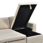 Γωνιακός αναστρέψιμος καναπές κρεβάτι Kamore pakoworld με αποθηκευτικό χώρο ύφασμα μπεζ 223x146x85εκ - Image 7