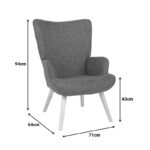 Πολυθρόνα-μπερζέρα Gerlina pakoworld καφέ ύφασμα με πόδι σε φυσική απόχρωση 71x64x94εκ - Image 9