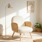 Πολυθρόνα Stedy pakoworld λευκό μπουκλέ ύφασμα με πόδι σε φυσική απόχρωση 78x64x82εκ - Image 2