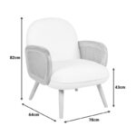 Πολυθρόνα Stedy pakoworld λευκό μπουκλέ ύφασμα με πόδι σε φυσική απόχρωση 78x64x82εκ - Image 10