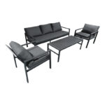 Σαλόνι Gardenly Ι pakoworld σετ 4τμχ αλουμίνιο σε ανθρακί απόχρωση με ανθρακί μαξιλάρια - Image 2