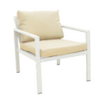 Σαλόνι Gardenly Ι pakoworld σετ 4τμχ αλουμίνιο σε λευκή απόχρωση με γκρι-μπεζ μαξιλάρια - Image 3