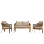 Σαλόνι εξωτερικού χώρου Lemanda pakoworld μασίφ ξύλο ακακίας με σχοινί και μπεζ μαξιλάρια - Image 2