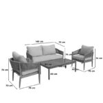 Σαλόνι εξωτερικού χώρου Lemanda pakoworld μασίφ ξύλο ακακίας με σχοινί και μπεζ μαξιλάρια - Image 6