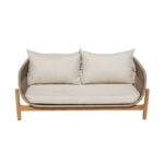 Καναπές 2θέσιος Verilan pakoworld μασίφ ξύλο ακακίας-ύφασμα σε φυσική-μπεζ απόχρωση 163x77x70εκ - Image 3