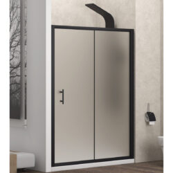 Καμπίνα από τοίχο σε τοίχο με σατινέ κρύσταλλο FLORA 500 Black KARAG 130x190cm