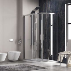 Καμπίνα ασύμμετρη ημικυκλική με διάφανο κρύσταλλο FLORA 650 Cromo KARAG 80x100x190cm