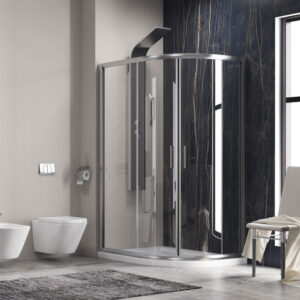 Καμπίνα ασύμμετρη ημικυκλική με διάφανο κρύσταλλο FLORA 650 Cromo KARAG 80x100x190cm