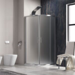 Καμπίνα ημικυκλική με σατινέ κρύσταλλο FLORA 200 Cromo KARAG 80x80x190cm