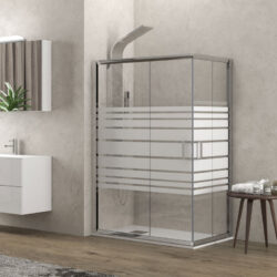 Καμπίνα ορθογώνια με σεριγραφάτο κρύσταλλο NEW FLORA 100 Cromo KARAG 70x100x180cm