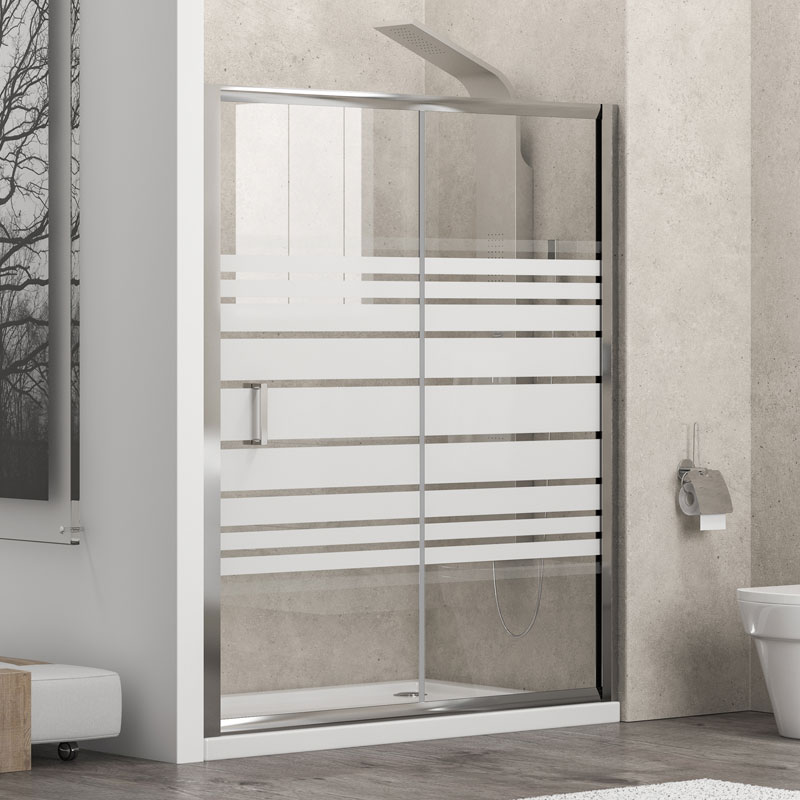 NFLS500120_2 Καμπίνα από τοίχο σε τοίχο με σεριγραφάτο κρύσταλλο NEW FLORA 500 Cromo KARAG 120x180cm