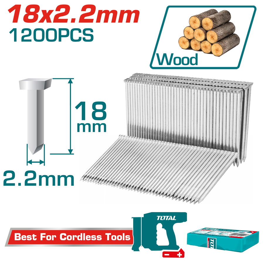 TAC12018 TOTAL ΚΑΡΦΙΑ ΓΙΑ ΣΚΥΡΟΔΕΜΑ 18mm / 1200 ΤΕΜ ΓΙΑ TCST3805 (TAC12018)