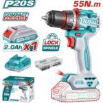 TOTAL ΕΠΑΓΓ. ΔΡΑΠ/ΒΙΔΟ ΜΠΑΤ. Li-ion 20V / 2Ah / 55Nm / 2 ΜΠΑΤ BL Motor (TDLI205582E)