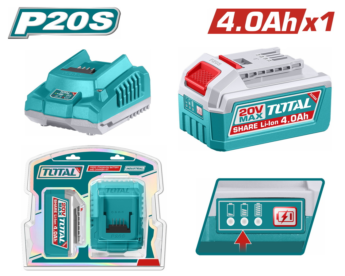 TFBCPK1012E TOTAL ΕΠΑΓΓ. ΣΕΤ 1τεμ ΜΠΑΤ. TFBLI2002 Li-ion 20V/4Ah + 1τεμ ΦΟΡΤΙΣΤΗΣ TFCLI2001E (TFBCPK1012E)