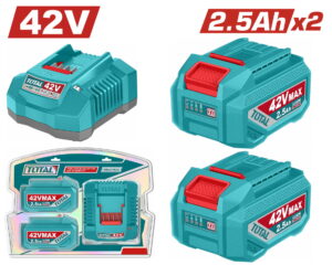 TOTAL ΕΠΑΓΓ. ΣΕΤ 2τεμ ΜΠΑΤ. TFBLI42251E Li-ion 42V/2.5Ah + 1τεμ ΦΟΡΤΙΣΤΗΣ TFCLI42021E (TFBCPM25221E)