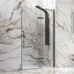 Καμπίνα από τοίχο σε τοίχο με διάφανο κρύσταλλο TINOS 400 Gun Metal KARAG 120x200cm