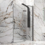 Καμπίνα από τοίχο σε τοίχο με διάφανο κρύσταλλο TINOS 400 Gun Metal KARAG 80x200cm