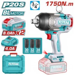 TOTAL ΕΠΑΓΓ. ΜΠΟΥΛΟΝΟΚΛΕΙΔΟ ΜΠΑΤ. Li-ion 20V / 1750Nm / 8Ah / 2 ΜΠΑΤ BL Motor (TIWLI20175E)