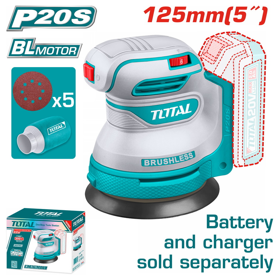 TROSLI2002 TOTAL ΕΠΑΓΓ. ΕΚΚΕΝΤΡΟ ΤΡΙΒΕΙΟ ΧΟΥΦΤΑΣ ΜΠΑΤ. Li-ion 20V / 125mm ΧΩΡΙΣ ΜΠΑΤΑΡΙΑ & ΦΟΡΤΙΣΤΗ (TROSLI2002)