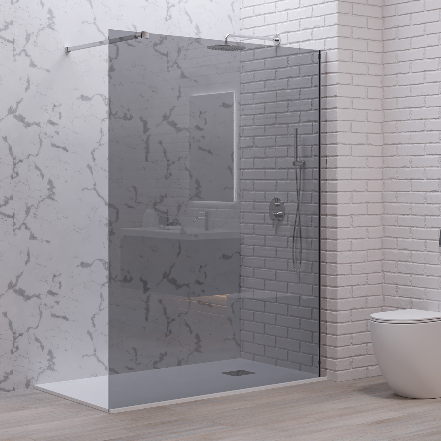 WAL1-120CF Σταθερό διαχωριστικό ντουζιέρας με fume κρύσταλλο WALKIN 1 Cromo KARAG 120x200cm