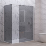 Σταθερά διαχωριστικά ντουζιέρας με fume κρύσταλλο WALKIN 2 White KARAG 140x200cm