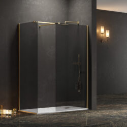 Σταθερά διαχωριστικά ντουζιέρας με fume κρύσταλλο WALKIN 2 Gold KARAG 140x200cm