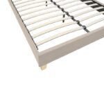 Κρεβάτι Mago pakoworld ύφασμα σε εκρού απόχρωση με φυσικό ξύλινο πόδι 140x200εκ - Image 5