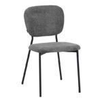 Καρέκλα Cathair pakoworld μπουκλέ ύφασμα σε γκρι απόχρωση με μαύρα μεταλλικά πόδια 48x53x82εκ