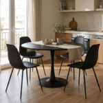 Tραπέζι Balou pakoworld mdf σε μαύρη απόχρωση Φ120x73εκ - Image 2