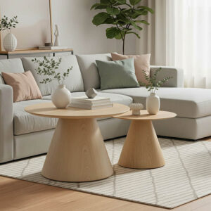 Tραπέζια σαλονιού Donda pakoworld mdf μέταλλο σετ 2τεμ. sonoma