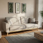 Καναπές-κρεβάτι Carmelo pakoworld με μπεζ-γκρι ύφασμα 214x80x86εκ