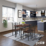 Τραπεζαρία Roza pakoworld σετ 5τμχ χρώμα σκούρο καρυδί - πόδια μαύρο ματ 120x70x75εκ - Image 2