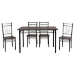 Τραπεζαρία Roza pakoworld σετ 5τμχ χρώμα σκούρο καρυδί - πόδια μαύρο ματ 120x70x75εκ - Image 3