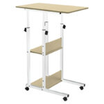 Βοηθητικό τραπέζι Babs pakoworld τροχήλατο λευκό-φυσικό 60x40x71-92εκ - Image 2