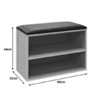 Παπουτσοθήκη-Σκαμπό Kiana pakoworld 4 ζεύγων με μαξιλάρι σε φυσική απόχρωση 60x32x44εκ - Image 4