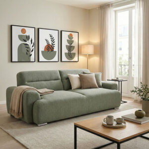 Kαναπές-κρεβάτι τριθέσιος Harmonious pakoworld μπουκλέ λαδι 223.5x92x81εκ