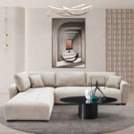 Γωνιακός καναπές Gianco pakoworld αναστρέψιμος ύφασμα μπεζ 298x208x85εκ - Image 2