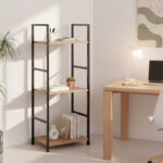 Βιβλιοθήκη-ραφιέρα Bitok pakoworld φυσικό-μαύρο μέταλλο 29x23.5x80εκ