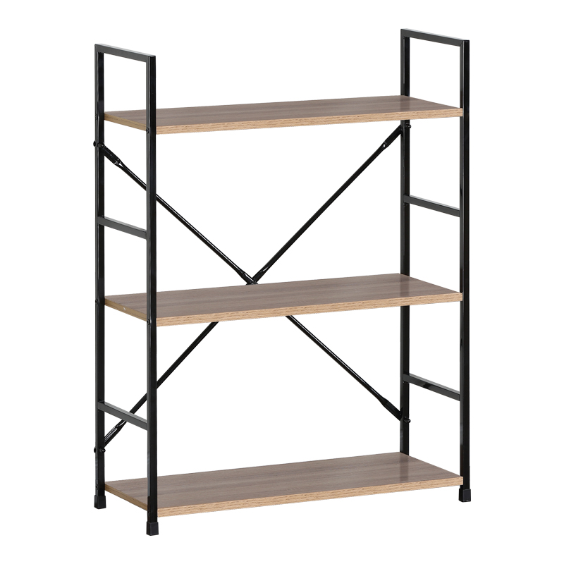 085-000021 Βιβλιοθήκη-ραφιέρα Manlo pakoworld φυσικό-μαύρο μέταλλο 58.6x23.5x80εκ