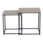 Τραπέζια σαλονιού Masuta pakoworld 2τεμ. mdf μαυρο με εφε μαρμάρου- μαύρο μέταλλο - Image 2