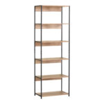 Βιβλιοθήκη Kaliano pakoworld oak-μαύρο μέταλλο 59.5x35x176.5εκ