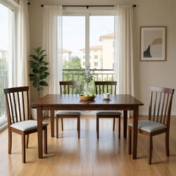 Tραπεζαρία επεκτεινόμενη Mabor-Houston pakoworld ξύλο σε καρυδί απόχρωση 120-150x80x73