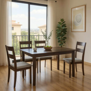 Tραπεζαρία επεκτεινόμενη Mabor-Dallan pakoworld ξύλο σε καρυδί απόχρωση 120-150x80x73