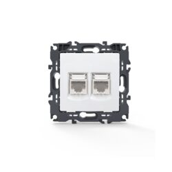 PRIME ΠΡΙΖΑ ΔΙΚΤΥΟΥ ΛΕΥΚΗ 2XRJ45 ΜΕ ΒΥΣΜΑ CAT6 UTP IP20