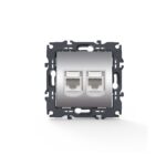 PRIME ΠΡΙΖΑ ΔΙΚΤΥΟΥ MAT ΑΛΟΥΜΙΝΙΟ ΜΕ ΒΥΣΜΑ 2XRJ45 CAT6 UTP IP20