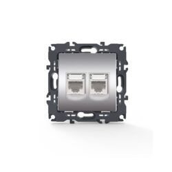 PRIME ΠΡΙΖΑ ΔΙΚΤΥΟΥ MAT ΑΛΟΥΜΙΝΙΟ ΜΕ ΒΥΣΜΑ 2XRJ45 CAT6 UTP IP20