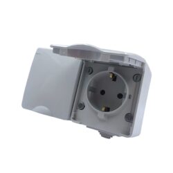 ARMY ΠΡΙΖΑ ΣΟΥΚΟ ΑΣΦΑΛΕΙΑΣ ΔΙΠΛΗ ΕΠΙΤΟΙΧΗ ΣΤΕΓΑΝΗ ΜΕ ΒΙΔΑ 2X2P & E 16A 250VAC ΑΠΑΛΟ ΓΚΡΙ IP55